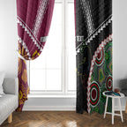 Custom Rugby Panthers and Broncos Window Curtain 2026 Together Aboriginal Polynesian Pattern
