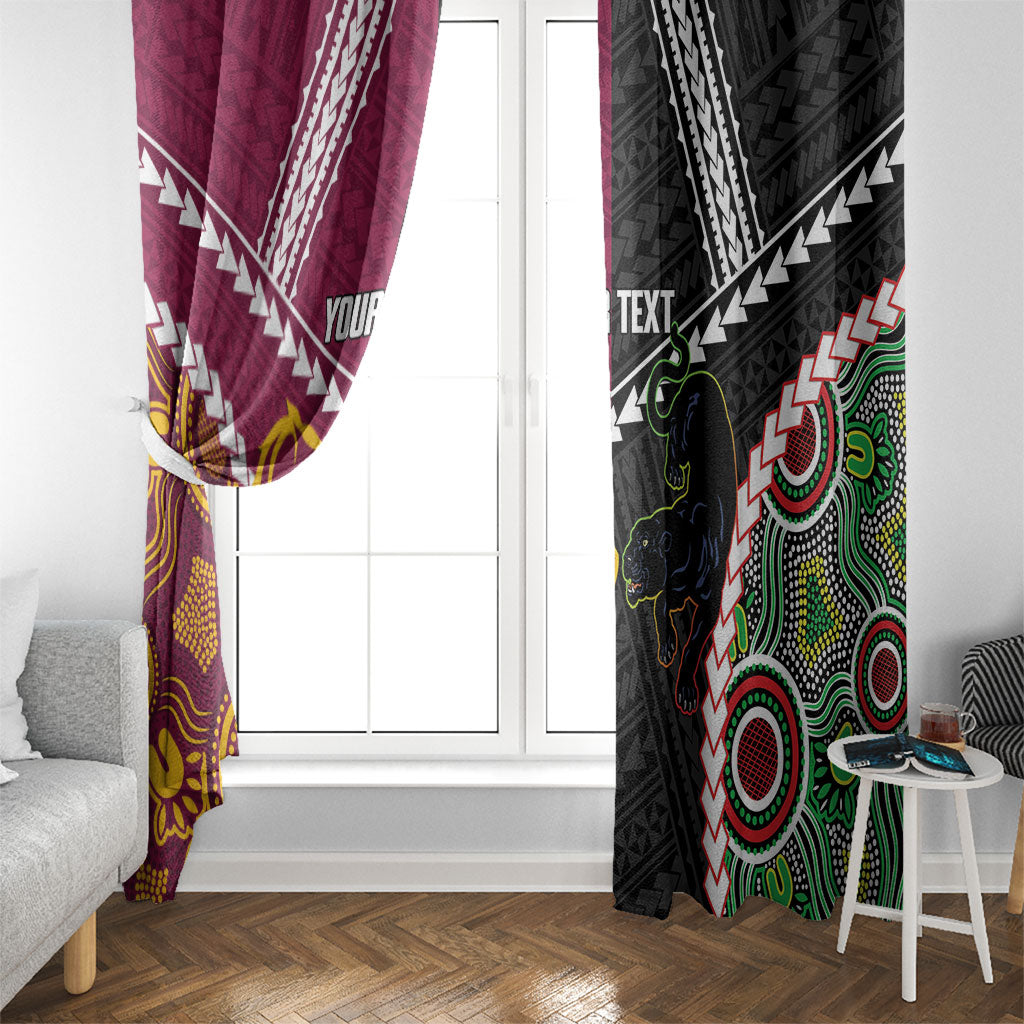 Custom Rugby Panthers and Broncos Window Curtain 2026 Together Aboriginal Polynesian Pattern