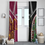 Custom Rugby Panthers and Broncos Window Curtain 2026 Together Aboriginal Polynesian Pattern