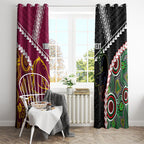 Custom Rugby Panthers and Broncos Window Curtain 2026 Together Aboriginal Polynesian Pattern