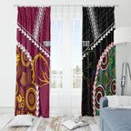 Custom Rugby Panthers and Broncos Window Curtain 2026 Together Aboriginal Polynesian Pattern