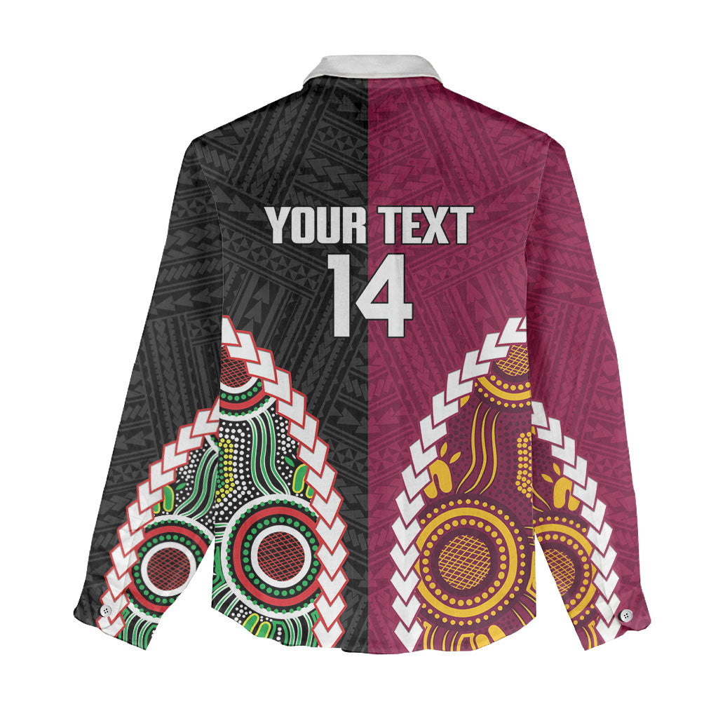 Custom Rugby Panthers and Broncos Women Casual Shirt 2026 Together Aboriginal Polynesian Pattern