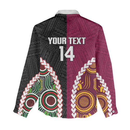 Custom Rugby Panthers and Broncos Women Casual Shirt 2026 Together Aboriginal Polynesian Pattern