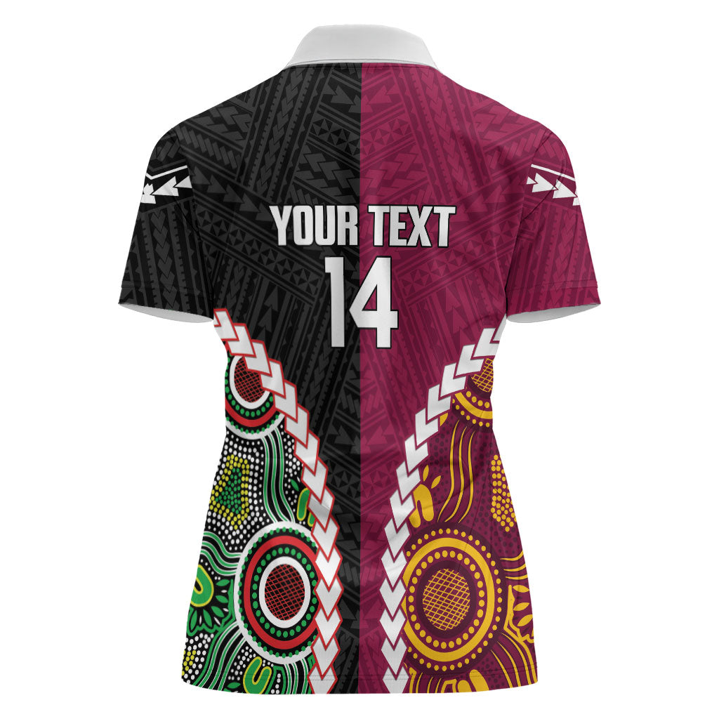 Custom Rugby Panthers and Broncos Women Polo Shirt 2026 Together Aboriginal Polynesian Pattern