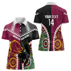 Custom Rugby Panthers and Broncos Women Polo Shirt 2026 Together Aboriginal Polynesian Pattern