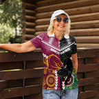 Custom Rugby Panthers and Broncos Women Polo Shirt 2026 Together Aboriginal Polynesian Pattern