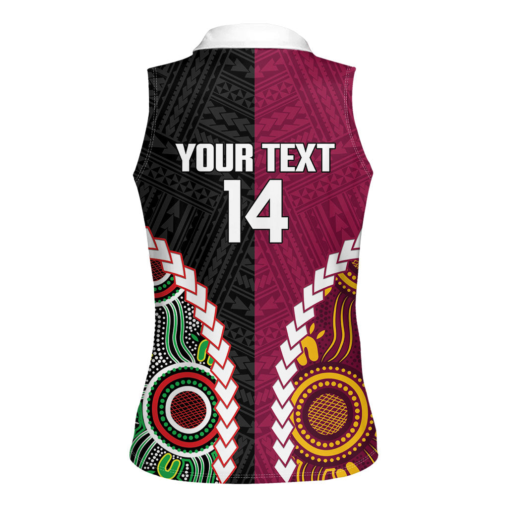 Custom Rugby Panthers and Broncos Women Sleeveless Polo Shirt 2026 Together Aboriginal Polynesian Pattern