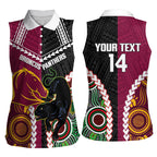 Custom Rugby Panthers and Broncos Women Sleeveless Polo Shirt 2026 Together Aboriginal Polynesian Pattern