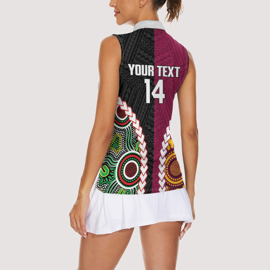 Custom Rugby Panthers and Broncos Women Sleeveless Polo Shirt 2026 Together Aboriginal Polynesian Pattern