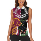 Custom Rugby Panthers and Broncos Women Sleeveless Polo Shirt 2026 Together Aboriginal Polynesian Pattern