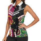 Custom Rugby Panthers and Broncos Women Sleeveless Polo Shirt 2026 Together Aboriginal Polynesian Pattern