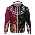 Custom Rugby Panthers and Broncos Zip Hoodie 2026 Together Aboriginal Polynesian Pattern