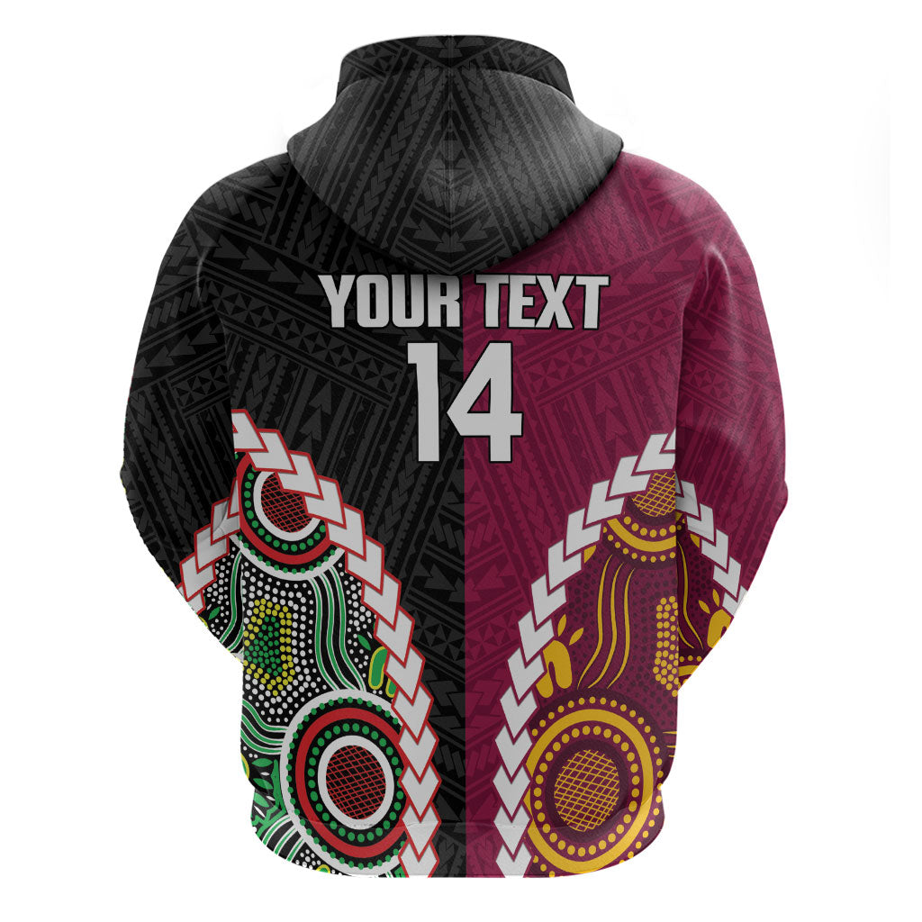 Custom Rugby Panthers and Broncos Zip Hoodie 2026 Together Aboriginal Polynesian Pattern