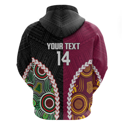 Custom Rugby Panthers and Broncos Zip Hoodie 2026 Together Aboriginal Polynesian Pattern