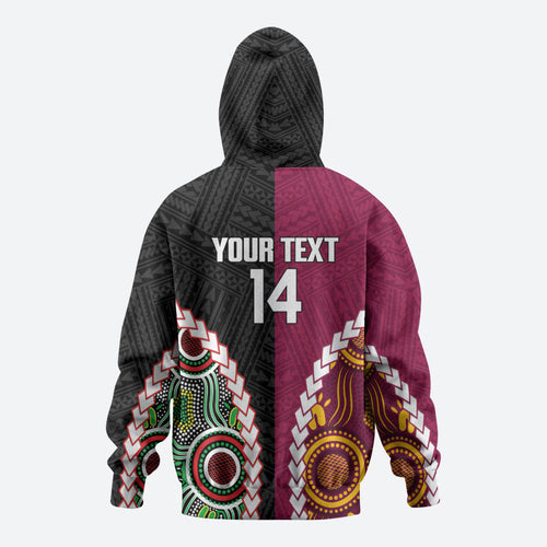 Custom Rugby Panthers and Broncos Zip Hoodie 2026 Together Aboriginal Polynesian Pattern