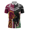 Custom Rugby Panthers and Broncos Zipper Polo Shirt 2026 Together Aboriginal Polynesian Pattern