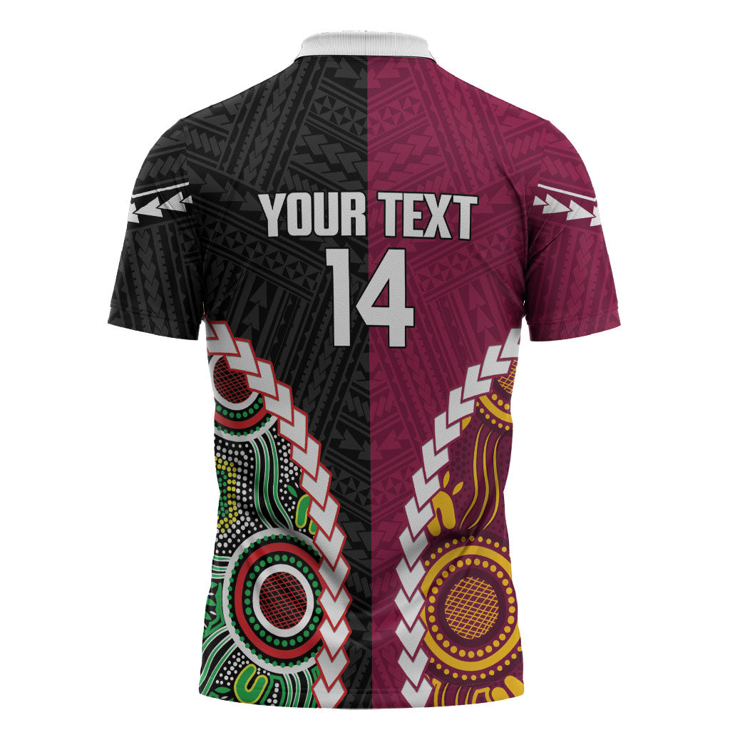 Custom Rugby Panthers and Broncos Zipper Polo Shirt 2026 Together Aboriginal Polynesian Pattern