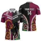 Custom Rugby Panthers and Broncos Zipper Polo Shirt 2026 Together Aboriginal Polynesian Pattern