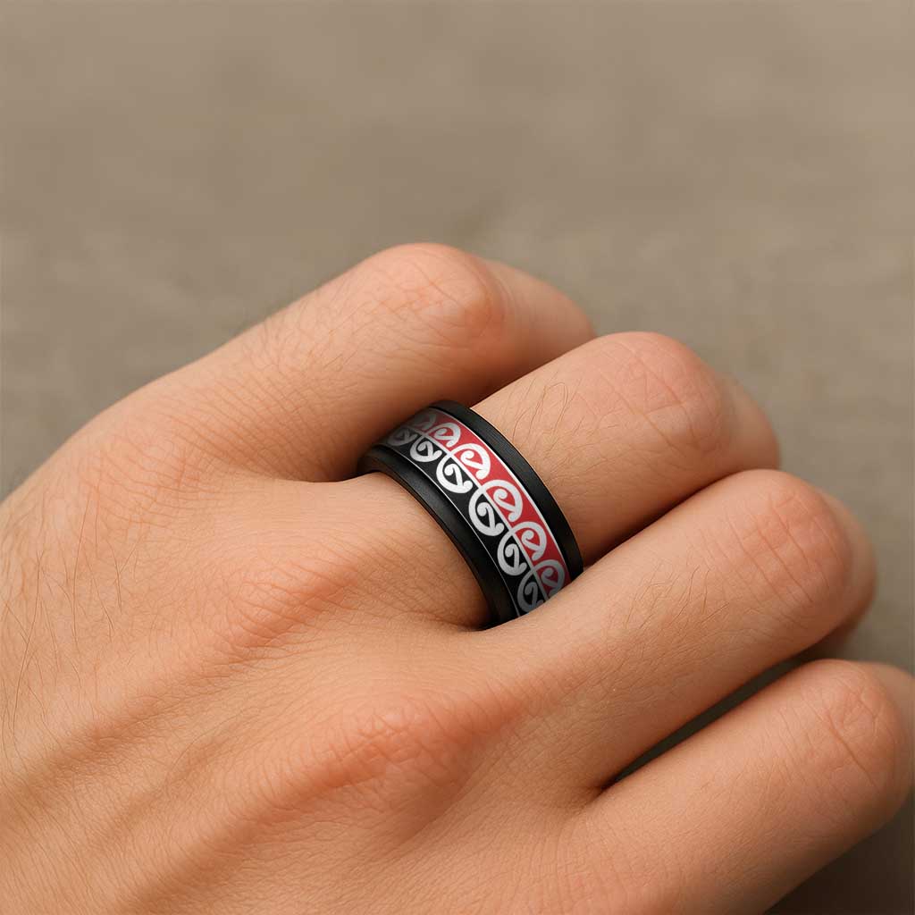 New Zealand Mangopare Kowhaiwhai Motif Spinner Ring - Aussie Hoodie