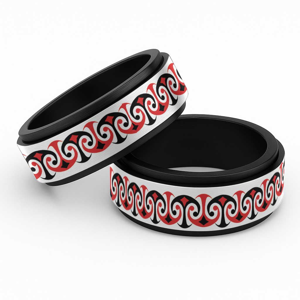 New Zealand Ngutu Kaka Kowhaiwhai Motif Spinner Ring - Aussie Hoodie
