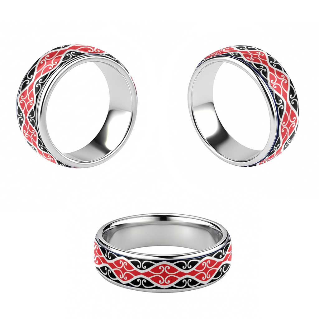 New Zealand Patiki Kowhaiwhai Motif Classic Ring - Aussie Hoodie