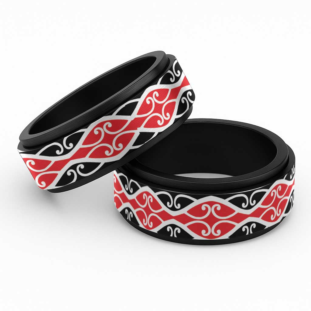 New Zealand Patiki Kowhaiwhai Motif Spinner Ring - Aussie Hoodie