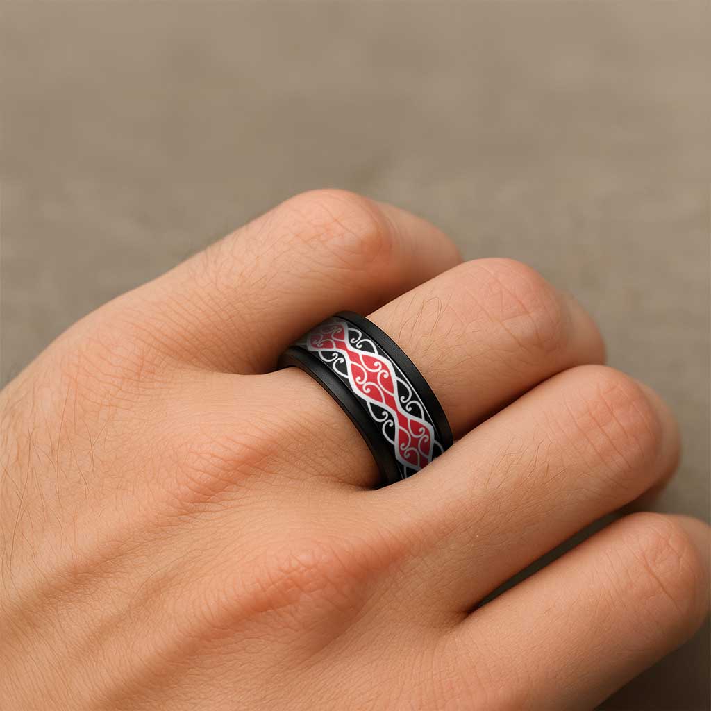 New Zealand Patiki Kowhaiwhai Motif Spinner Ring - Aussie Hoodie