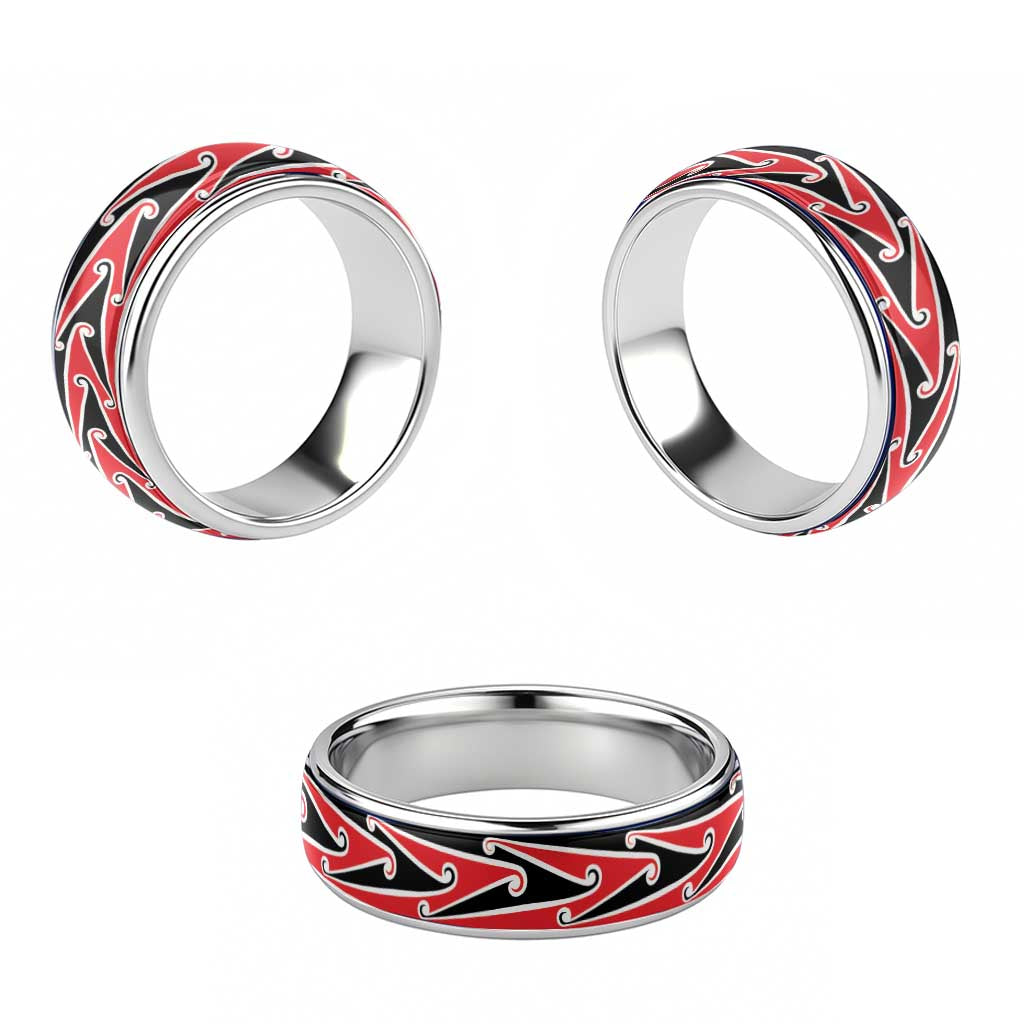 New Zealand Puhoro Kowhaiwhai Motif Classic Ring - Aussie Hoodie