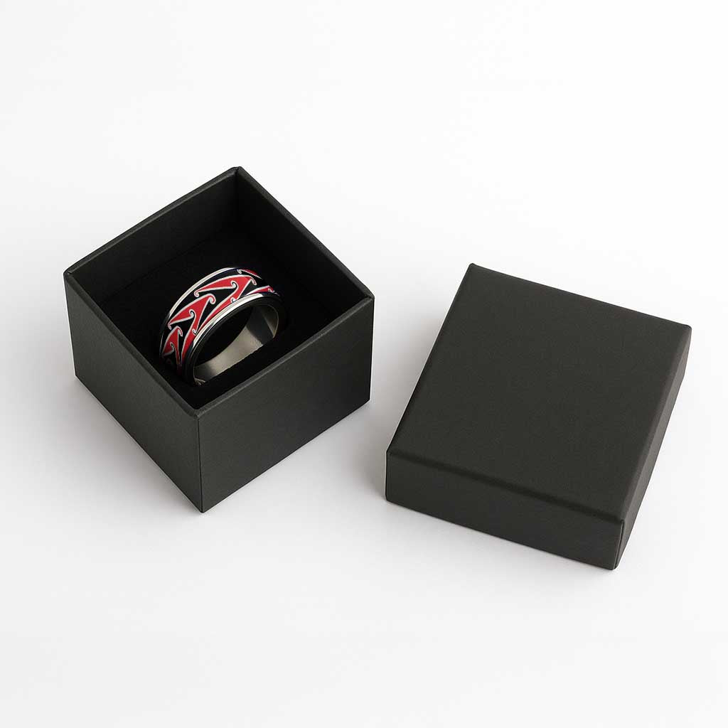 New Zealand Puhoro Kowhaiwhai Motif Classic Ring - Aussie Hoodie