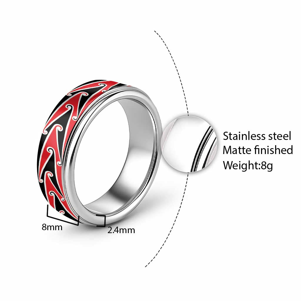 New Zealand Puhoro Kowhaiwhai Motif Classic Ring - Aussie Hoodie