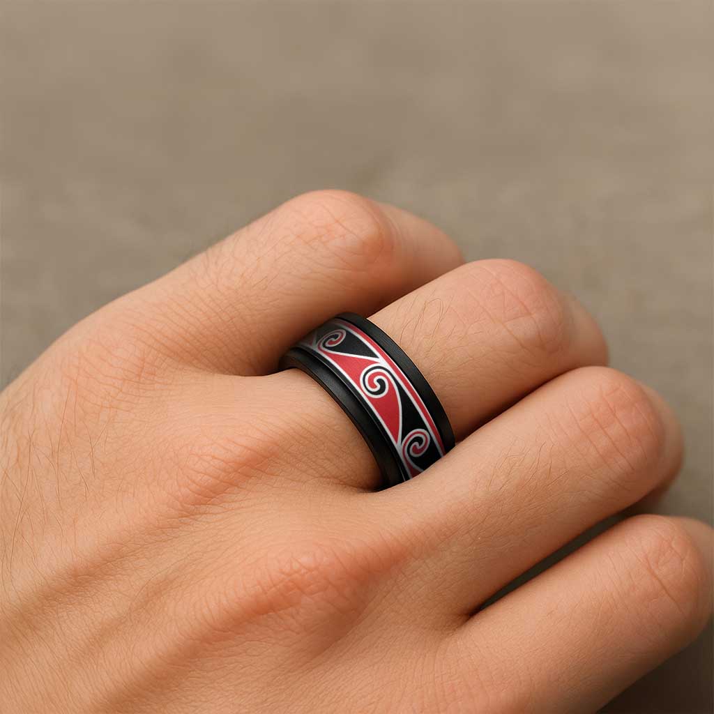 New Zealand Koru Kowhaiwhai Motif Spinner Ring - Aussie Hoodie