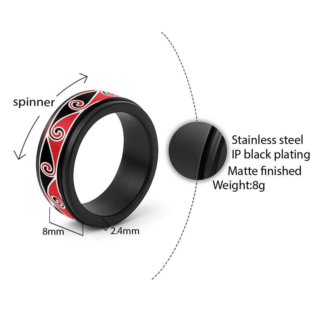 New Zealand Koru Kowhaiwhai Motif Spinner Ring - Aussie Hoodie