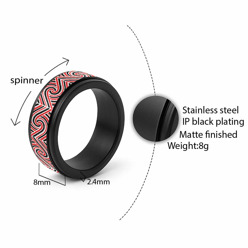 New Zealand Maori Maui Koru Kowhaiwhai Motif Spinner Ring - Aussie Hoodie