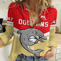 Custom Text And Number Dolphins Rugby Women Casual Shirt Sporty Style Ver.01 LT14