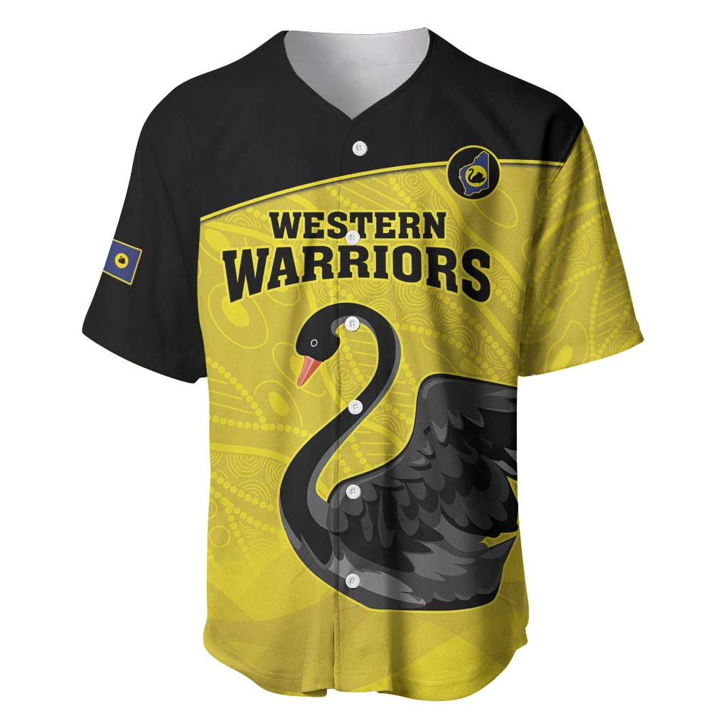 Custom Western Australia Cricket Baseball Jersey Go Warriors Black Swans - Aboriginal Art