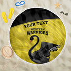 Custom Western Australia Cricket Beach Blanket Go Warriors Black Swans - Aboriginal Art