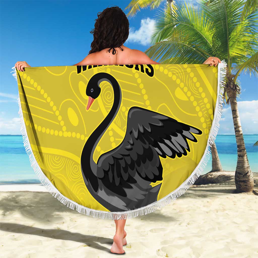Custom Western Australia Cricket Beach Blanket Go Warriors Black Swans - Aboriginal Art