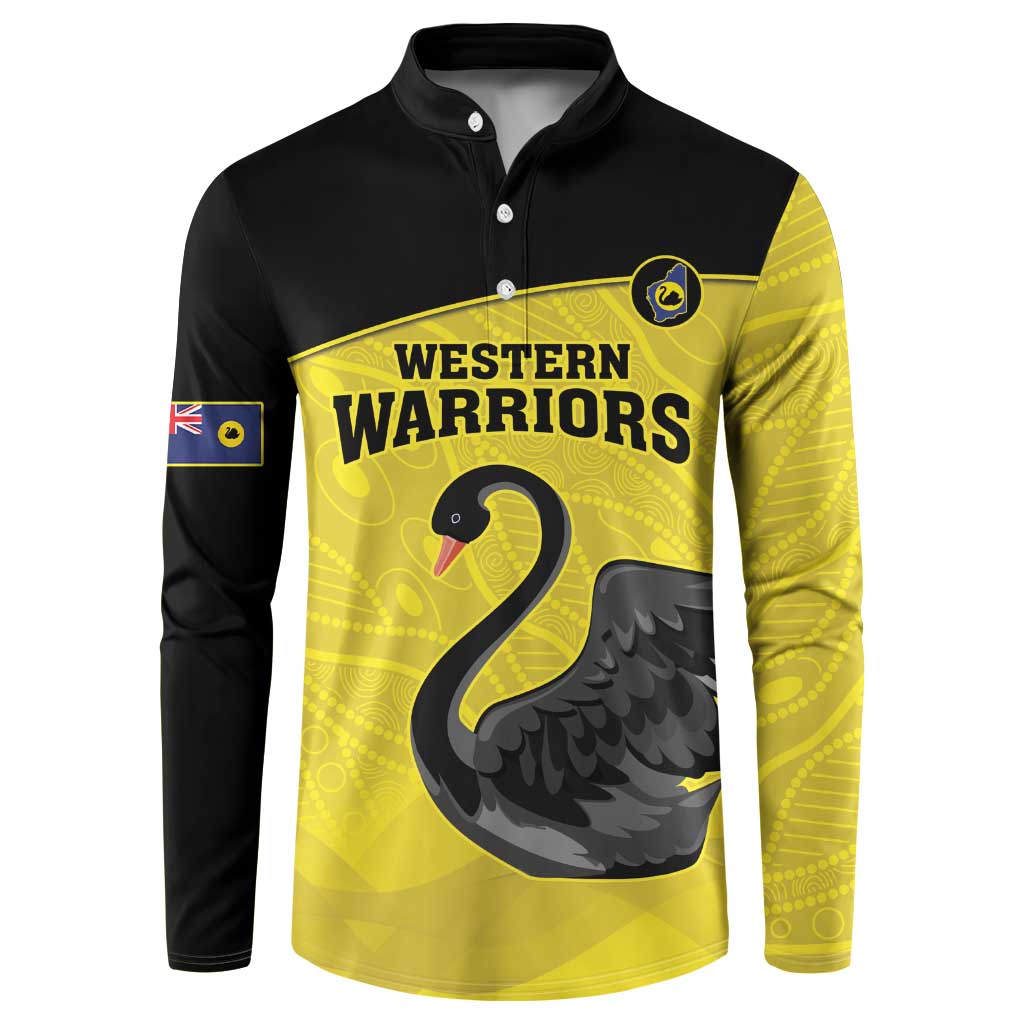 Custom Western Australia Cricket Button Sweatshirt Go Warriors Black Swans - Aboriginal Art