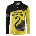 Custom Western Australia Cricket Button Sweatshirt Go Warriors Black Swans - Aboriginal Art