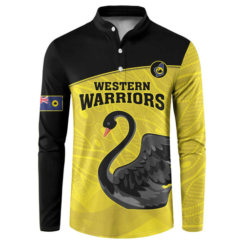 Custom Western Australia Cricket Button Sweatshirt Go Warriors Black Swans - Aboriginal Art
