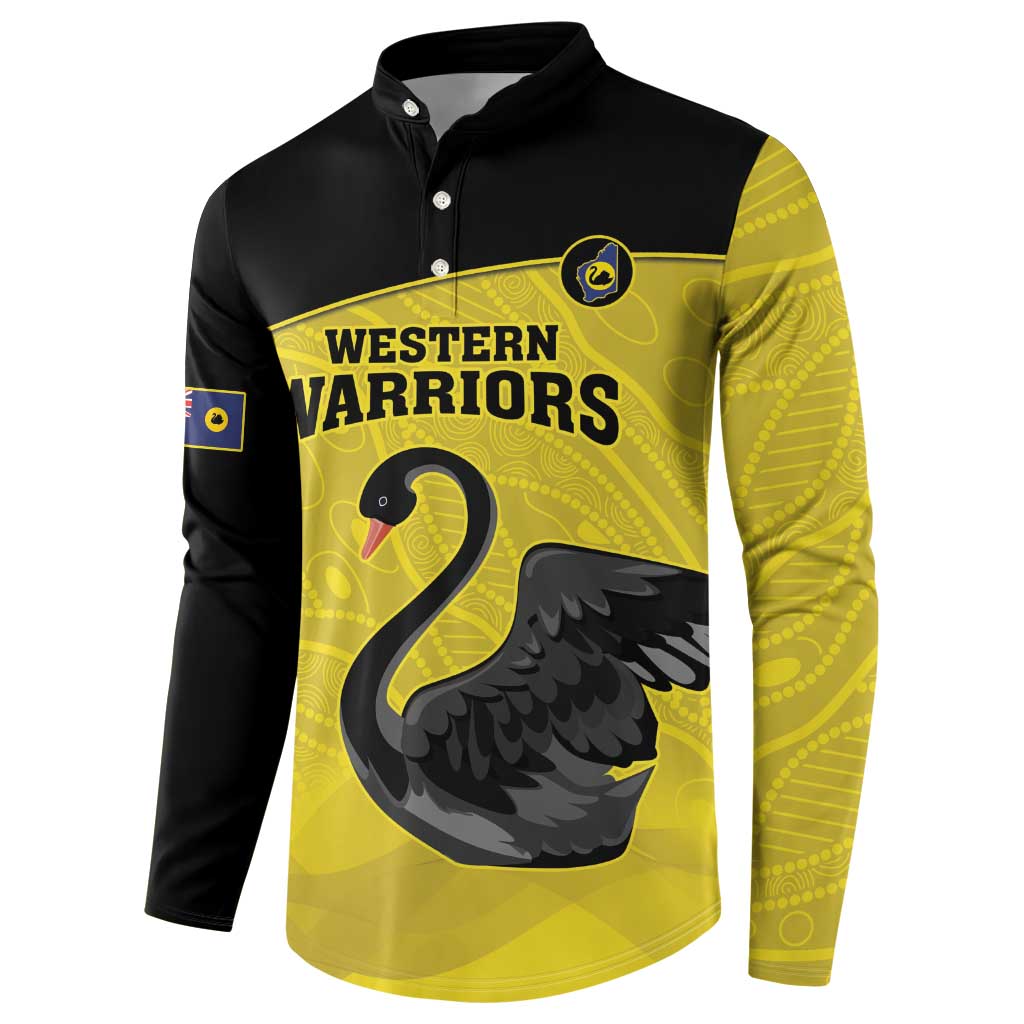 Custom Western Australia Cricket Button Sweatshirt Go Warriors Black Swans - Aboriginal Art