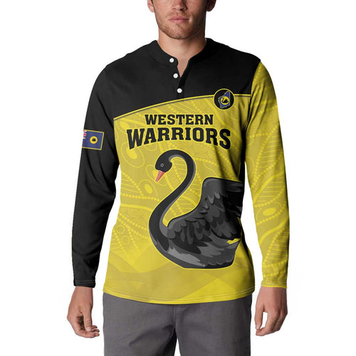 Custom Western Australia Cricket Button Sweatshirt Go Warriors Black Swans - Aboriginal Art
