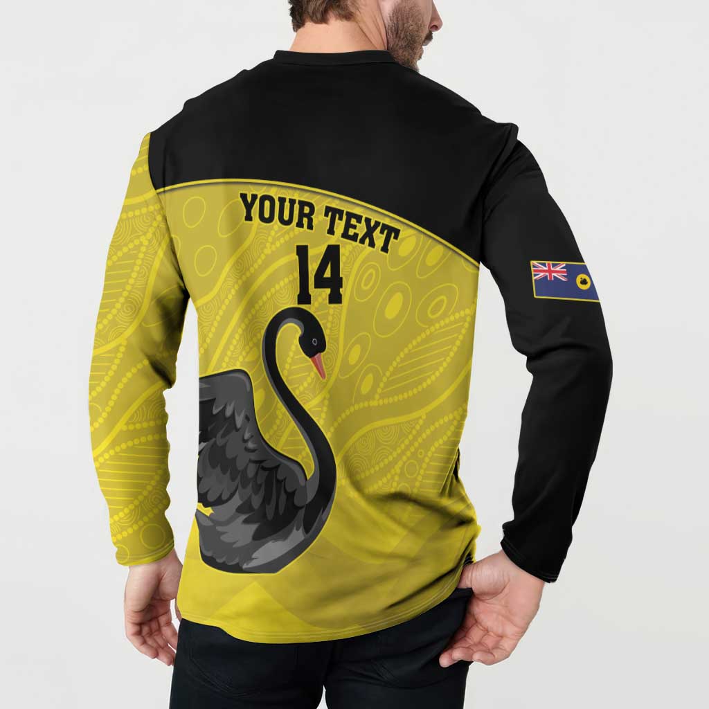 Custom Western Australia Cricket Button Sweatshirt Go Warriors Black Swans - Aboriginal Art