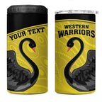 Custom Western Australia Cricket 4 in 1 Can Cooler Tumbler Go Warriors Black Swans - Aboriginal Art