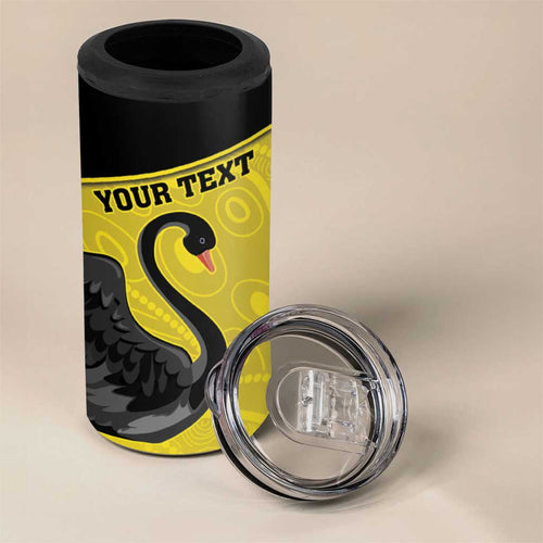 Custom Western Australia Cricket 4 in 1 Can Cooler Tumbler Go Warriors Black Swans - Aboriginal Art