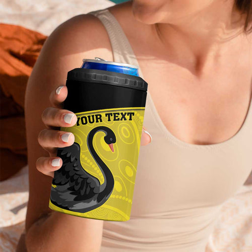Custom Western Australia Cricket 4 in 1 Can Cooler Tumbler Go Warriors Black Swans - Aboriginal Art