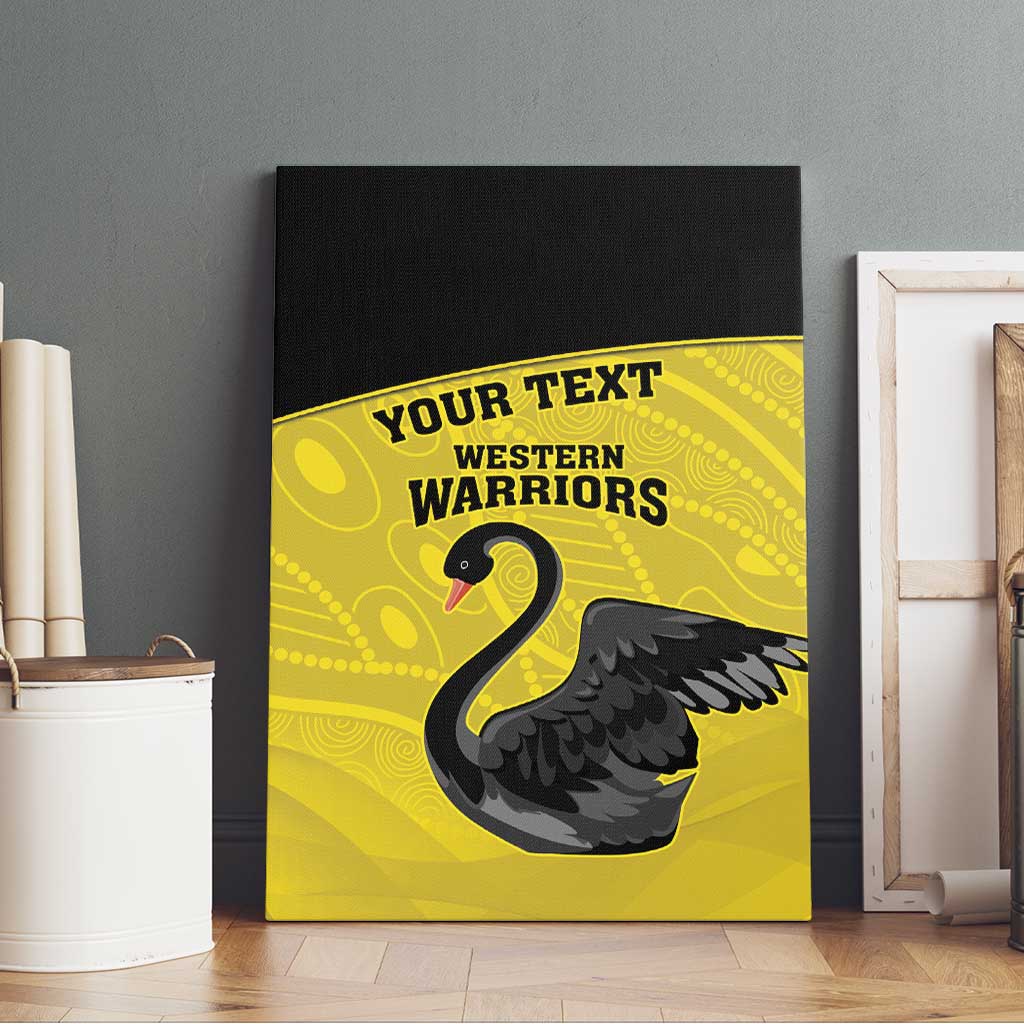 Custom Western Australia Cricket Canvas Wall Art Go Warriors Black Swans - Aboriginal Art