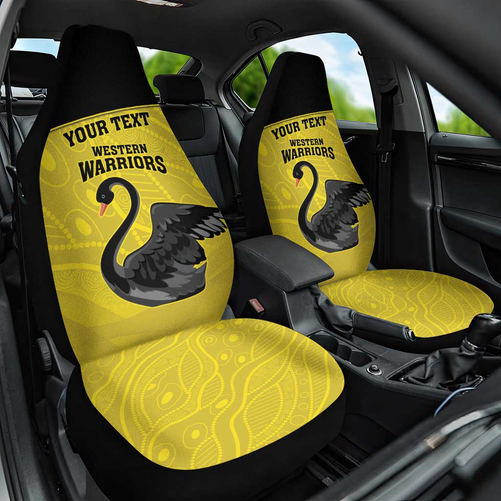 Custom Western Australia Cricket Car Seat Cover Go Warriors Black Swans - Aboriginal Art
