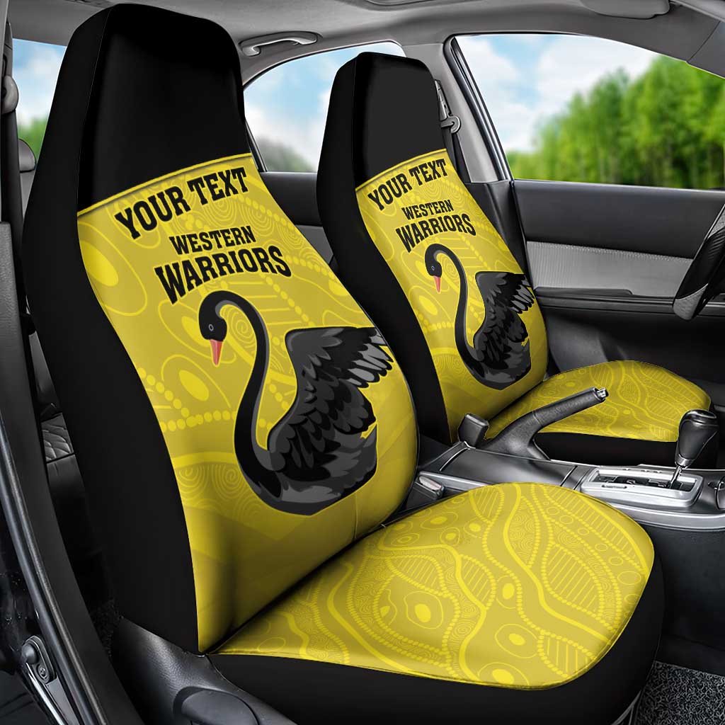Custom Western Australia Cricket Car Seat Cover Go Warriors Black Swans - Aboriginal Art