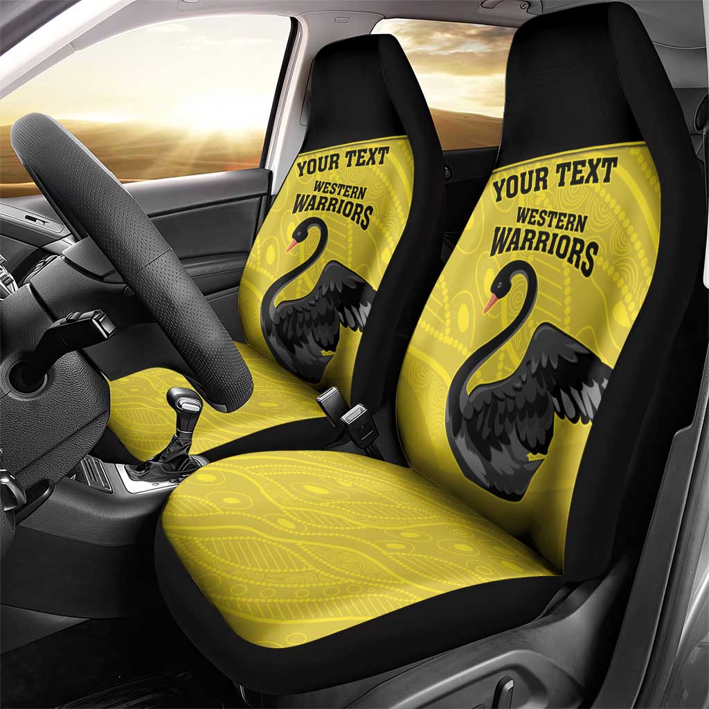 Custom Western Australia Cricket Car Seat Cover Go Warriors Black Swans - Aboriginal Art